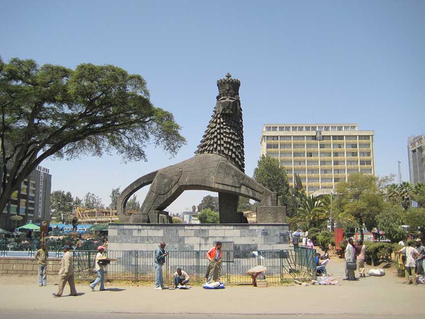 Tanzania Addis-Ababa Lion statue