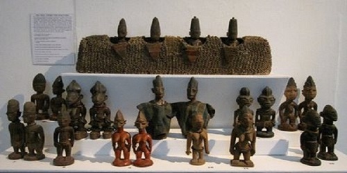 sculptures in the museum