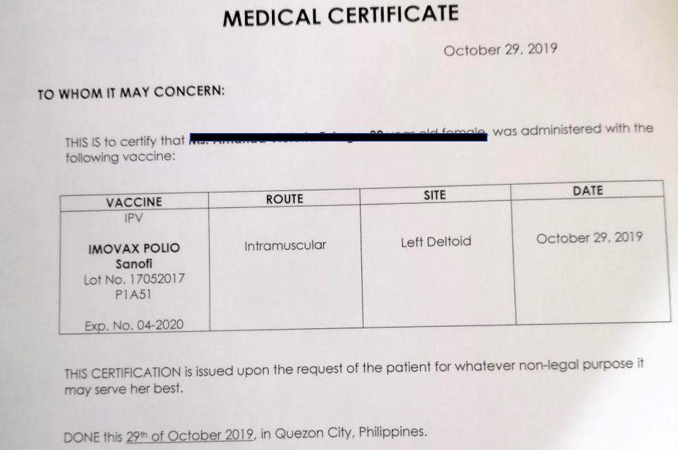 Medical certificate 